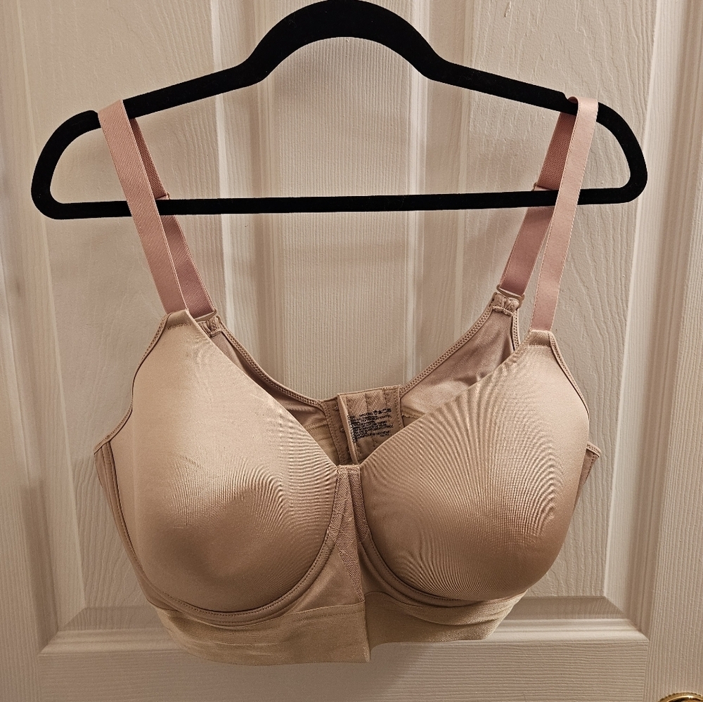 Bali Bra 42D Beige Gold Minimizer  Smooth Underwire Plus Size Unworn 3 Hooks